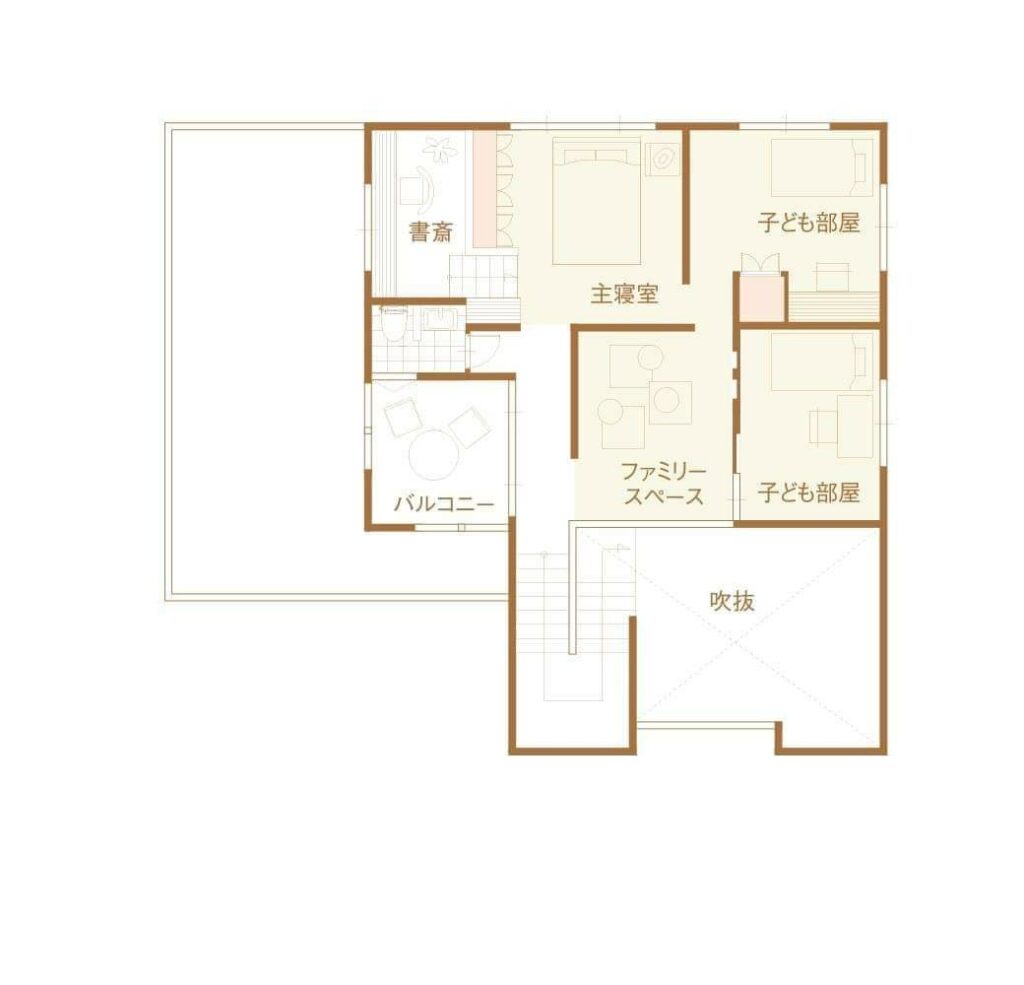 
One-storey house plan with floor plan